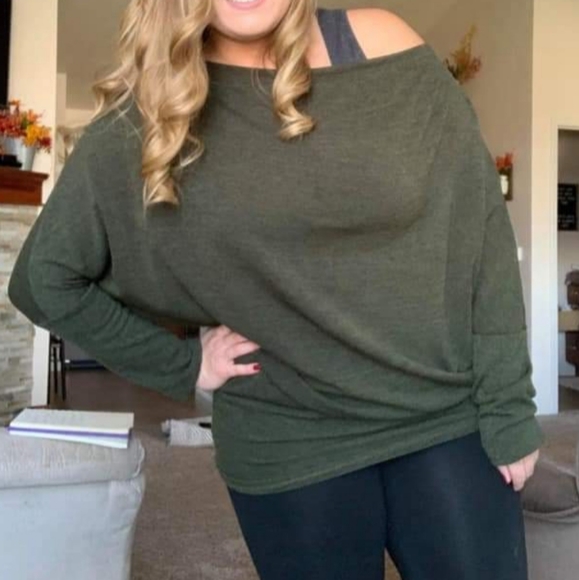 Tops - Olive Off The Shoulder Top